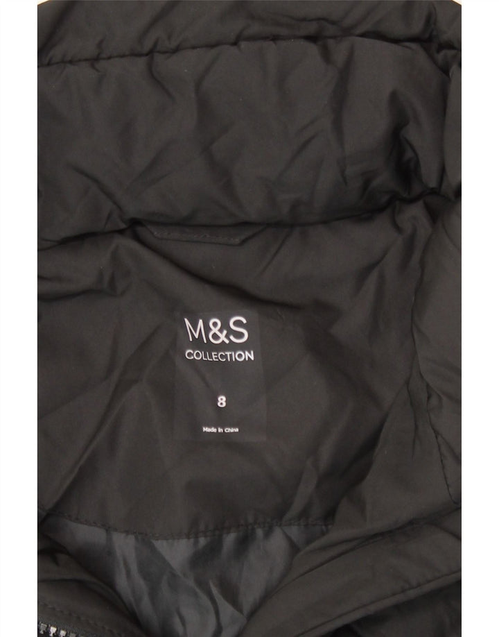 Giacca imbottita con cappuccio da donna Marks & Spencer UK 8 piccola poliestere nero
