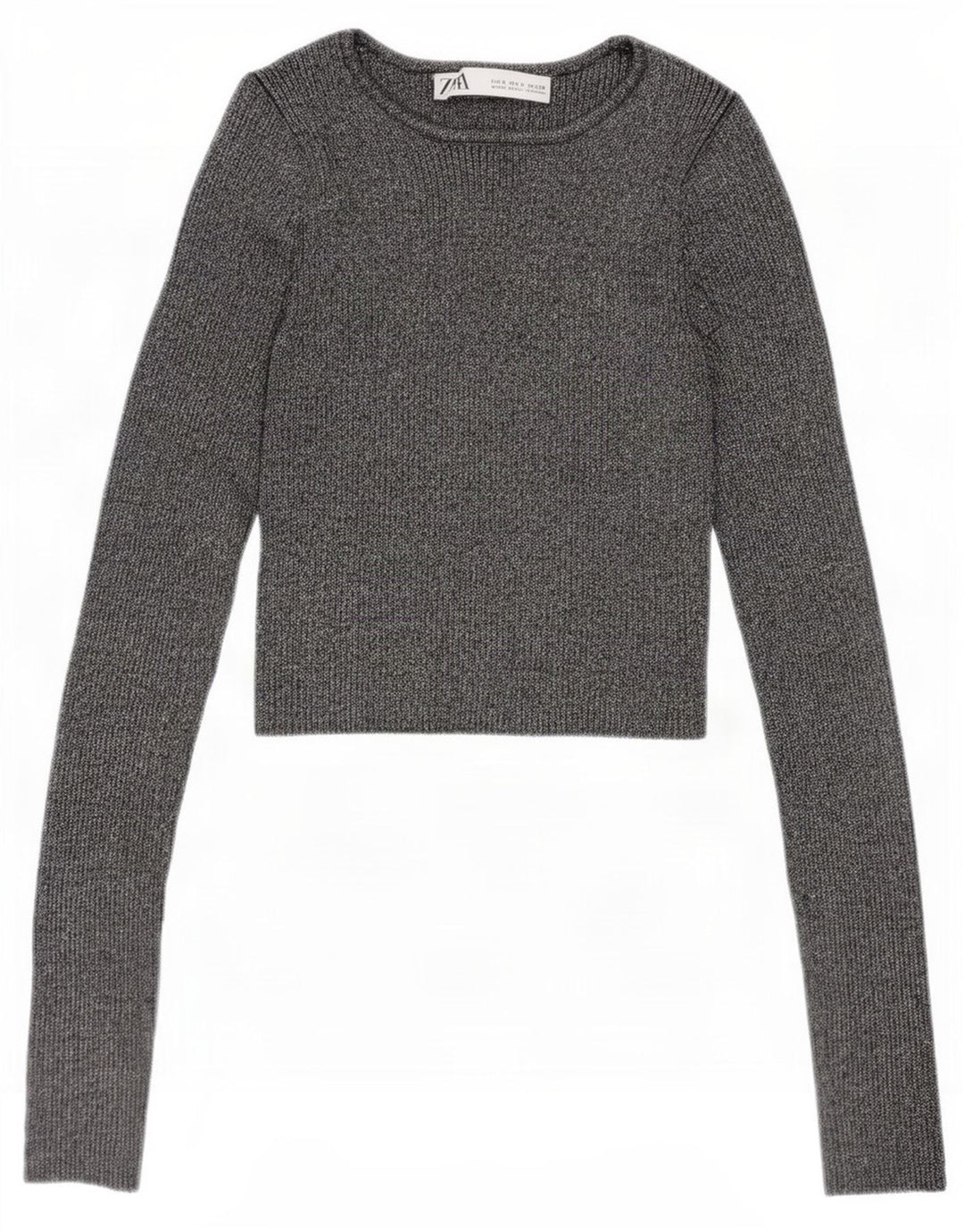 Top corto in camicetta corta da donna Zara UK 8 piccolo in viscosa chiazzata argento