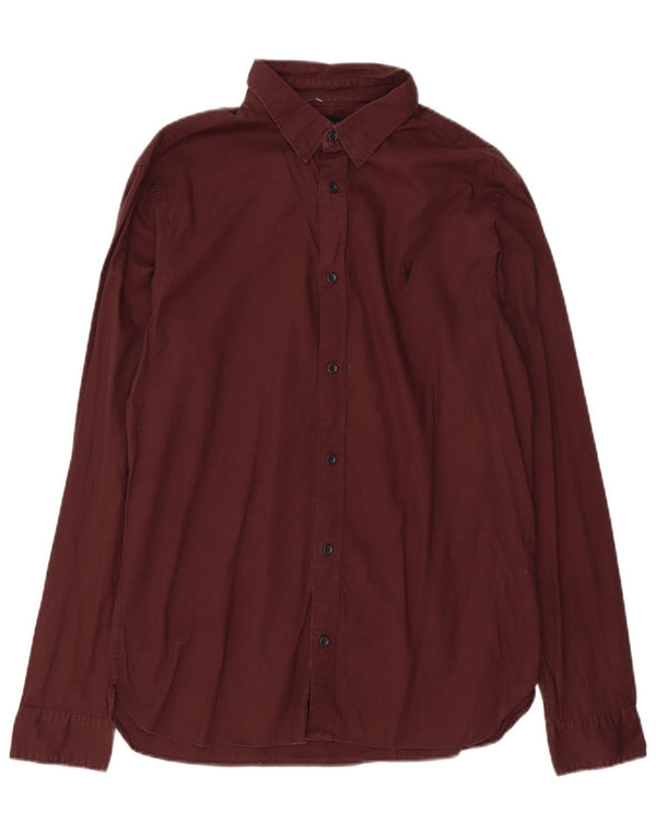 Camicia da uomo All Saints in cotone bordeaux medio