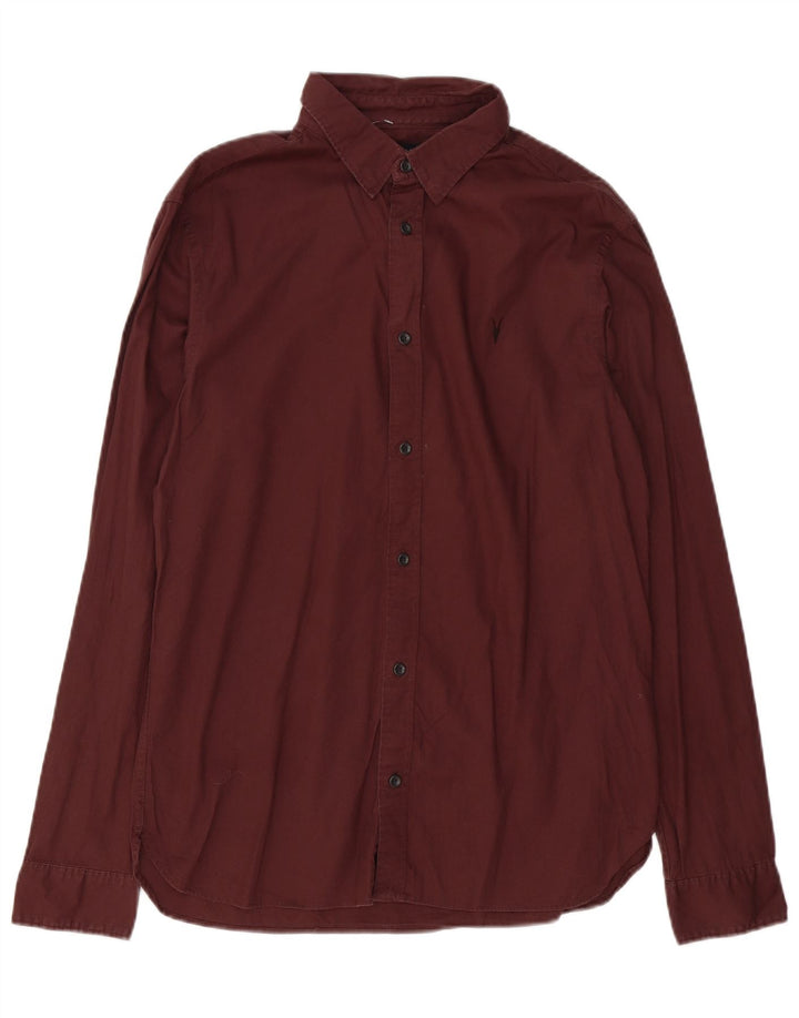 Camicia da uomo All Saints in cotone bordeaux medio