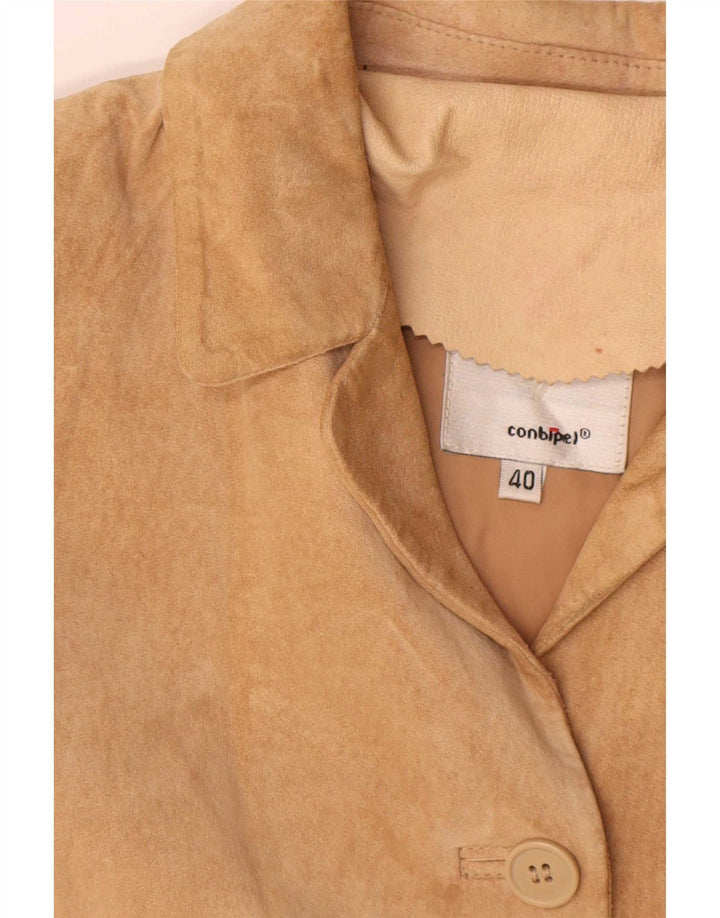 Giacca Blazer Oversize da Donna in Pelle Scamosciata a 4 Bottoni Conbipel IT 40 Small Beige