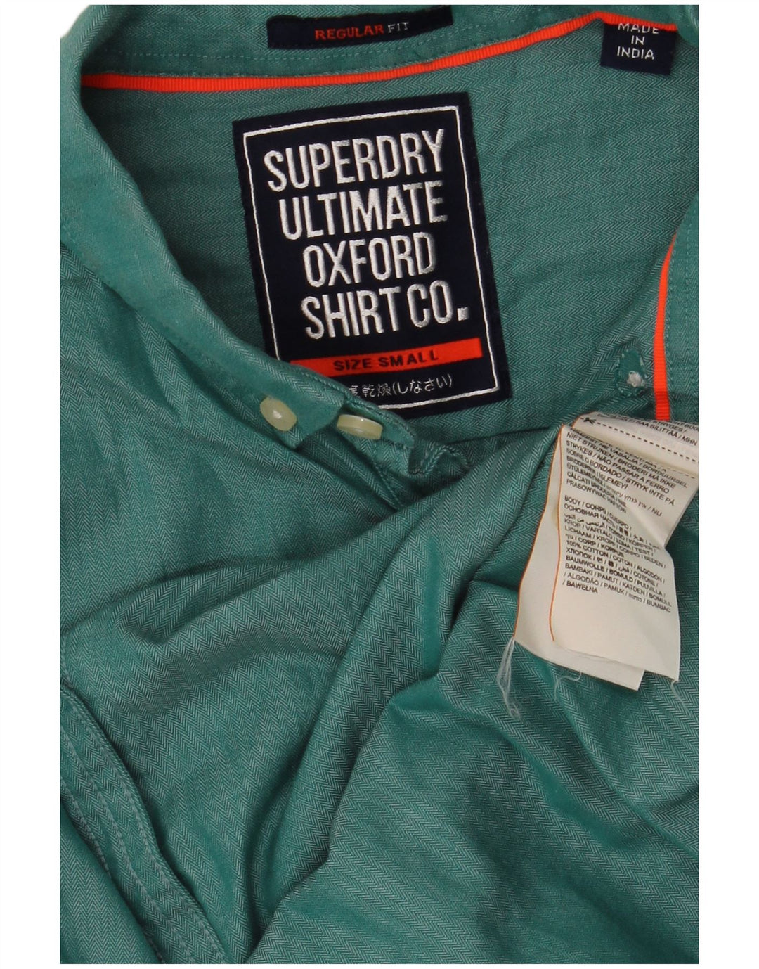 Camicia da uomo Regular Fit SUPERDRY piccola in cotone verde