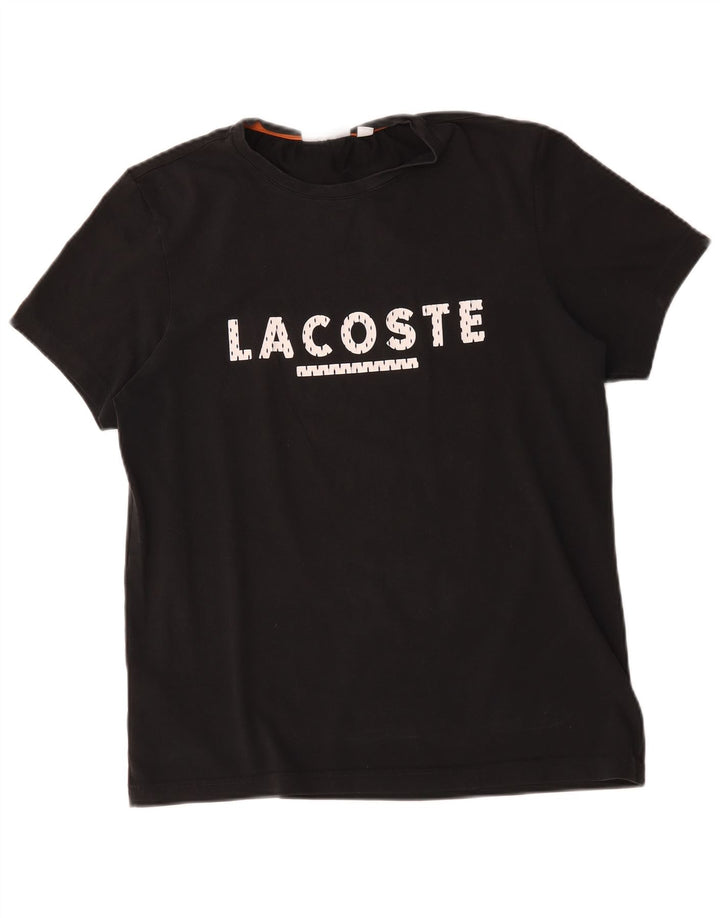 T-shirt grafica da uomo Lacoste taglia 3 piccola in cotone nero