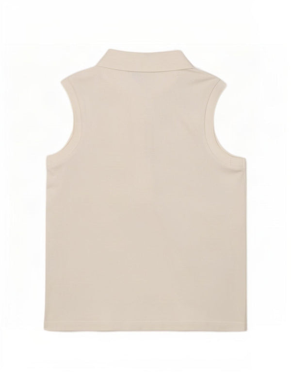 Polo Lacoste da donna slim fit senza maniche EU 36 Small Bianca