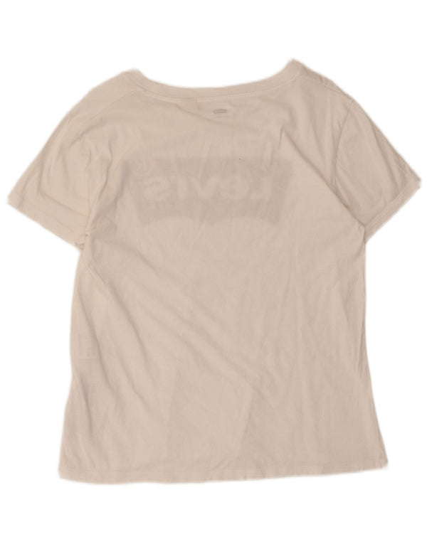 T-shirt grafica da donna Levi's Top UK 12 cotone bianco medio