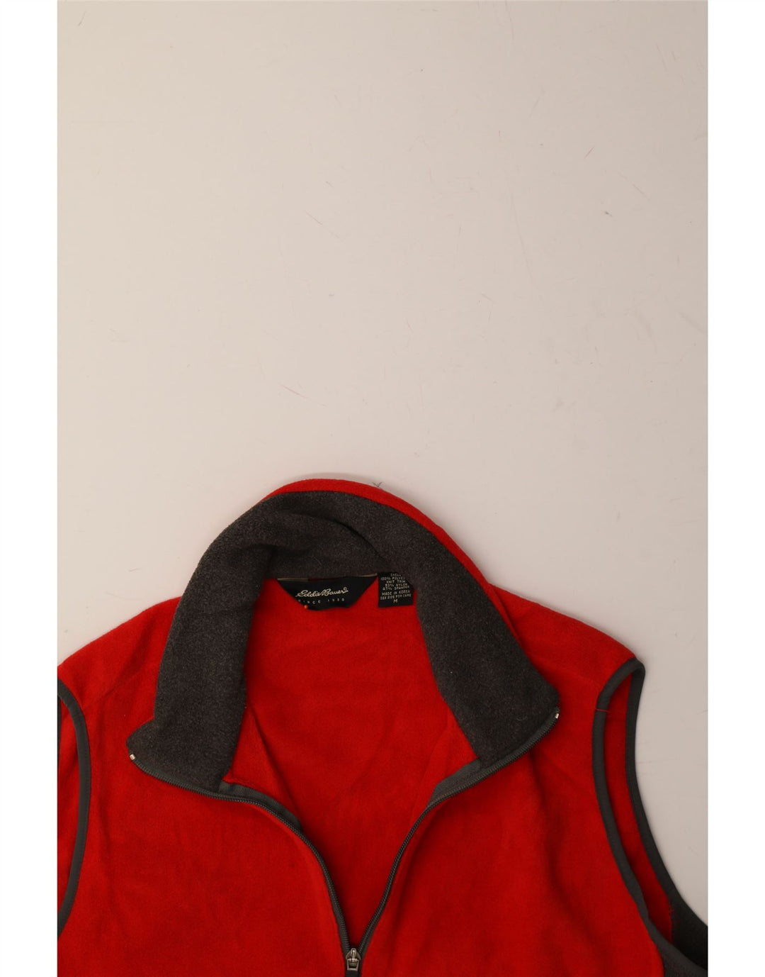 EDDIE BAUER Mens Fleece Gilet UK 38 Medium Red Colourblock Polyester Vintage Eddie Bauer and Second-Hand Eddie Bauer from Messina Hembry 
