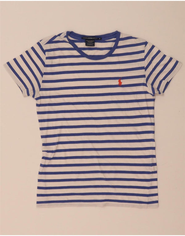 T-shirt da donna Ralph Lauren Top UK 12 cotone a righe bianche medie