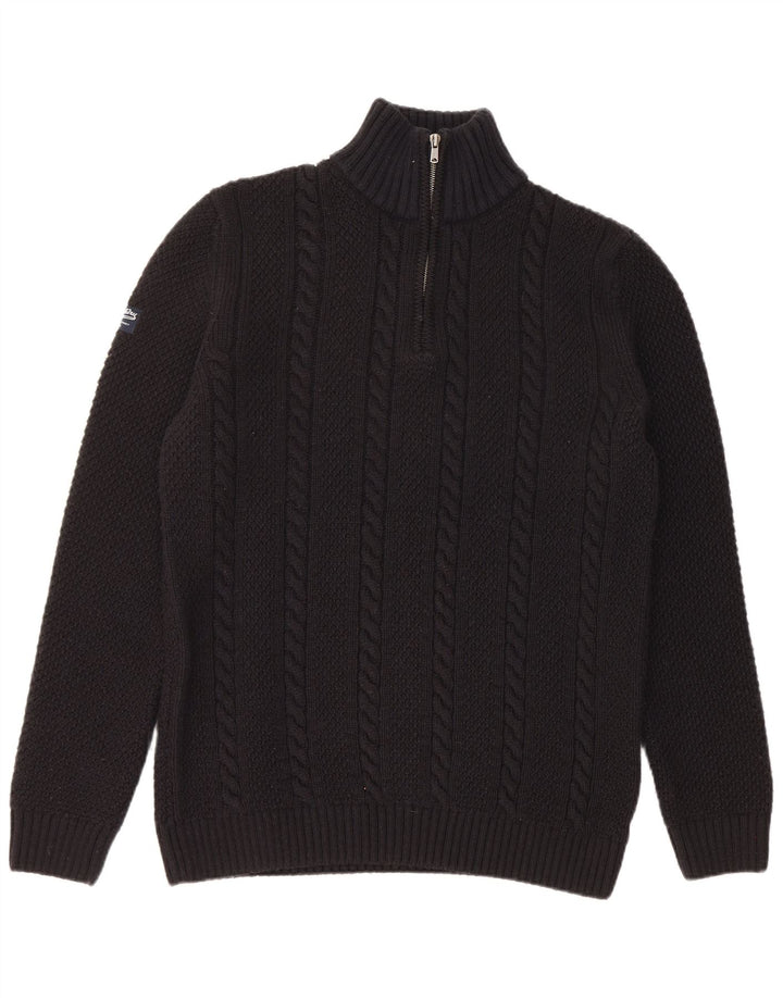 Maglione da uomo con zip e collo Superdry XL in acrilico nero