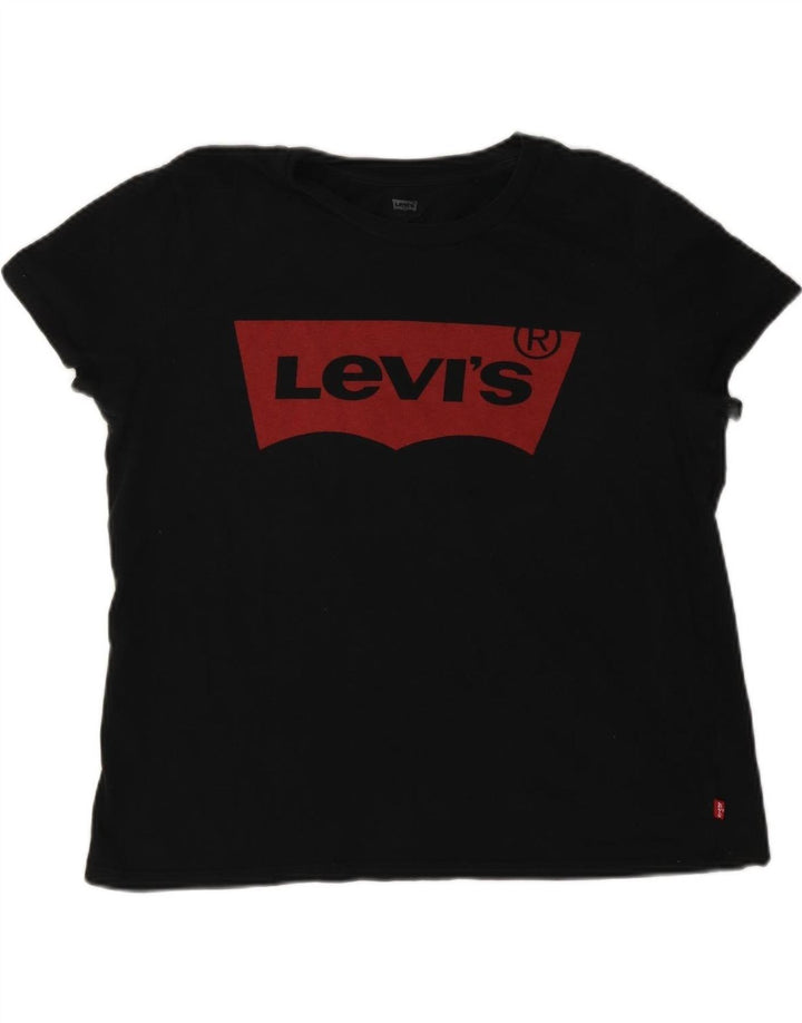 LEVI'S Womens Graphic T-Shirt Top UK 12 Medium Black Cotton