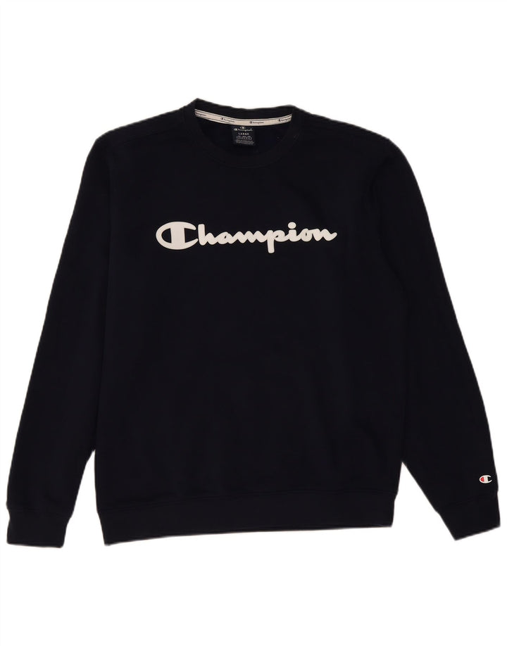 Felpa grafica da uomo Champion, maglione grande, blu navy