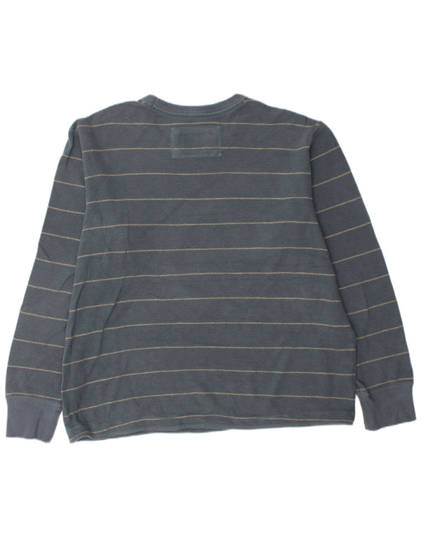 EDDIE BAUER Top da uomo a maniche lunghe XL in cotone a righe blu