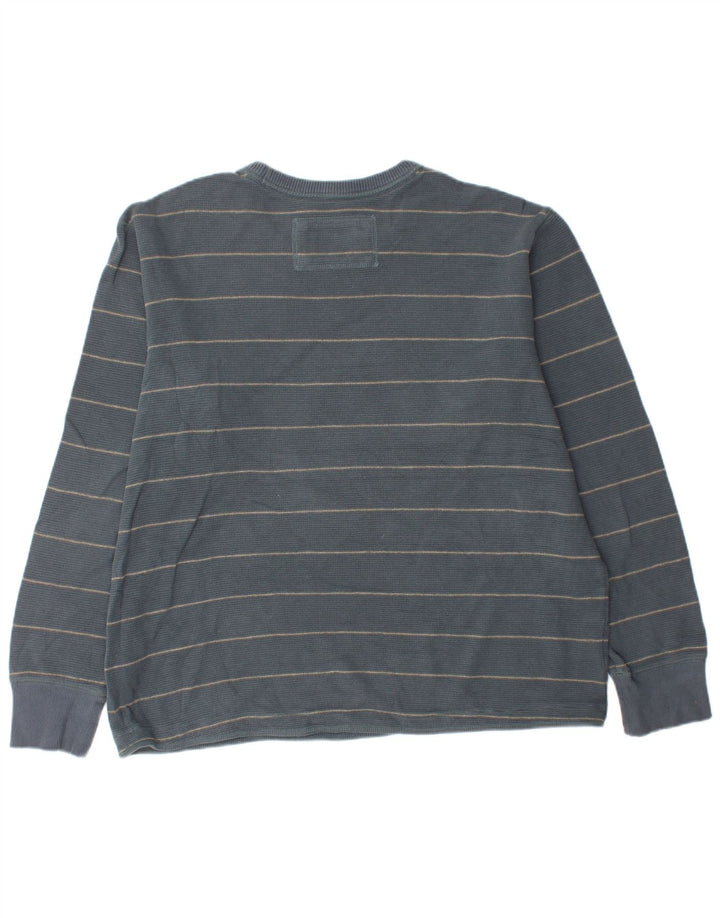 EDDIE BAUER Top da uomo a maniche lunghe XL in cotone a righe blu