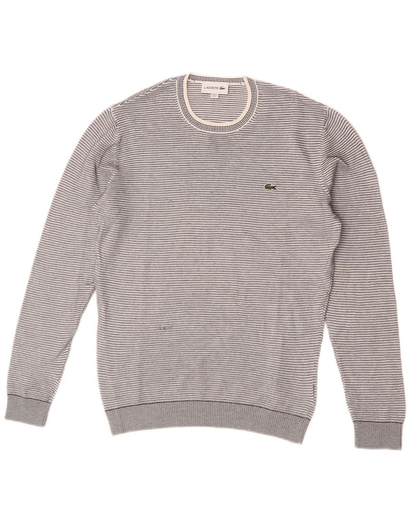 Maglione maglione girocollo da uomo Lacoste taglia 3 piccolo cotone a righe grigie