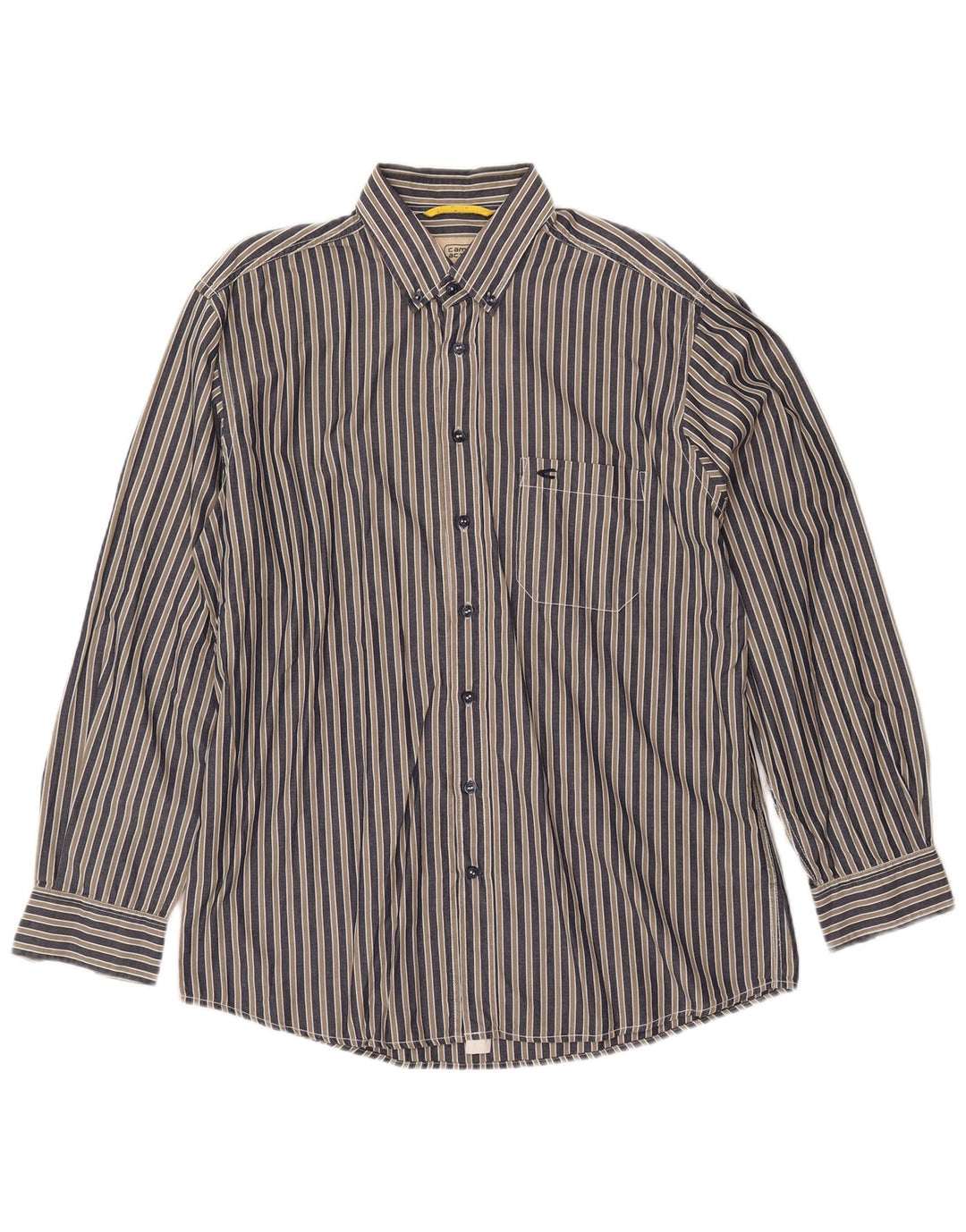 CAMEL ACTIVE Camicia da uomo grande in cotone a righe blu navy
