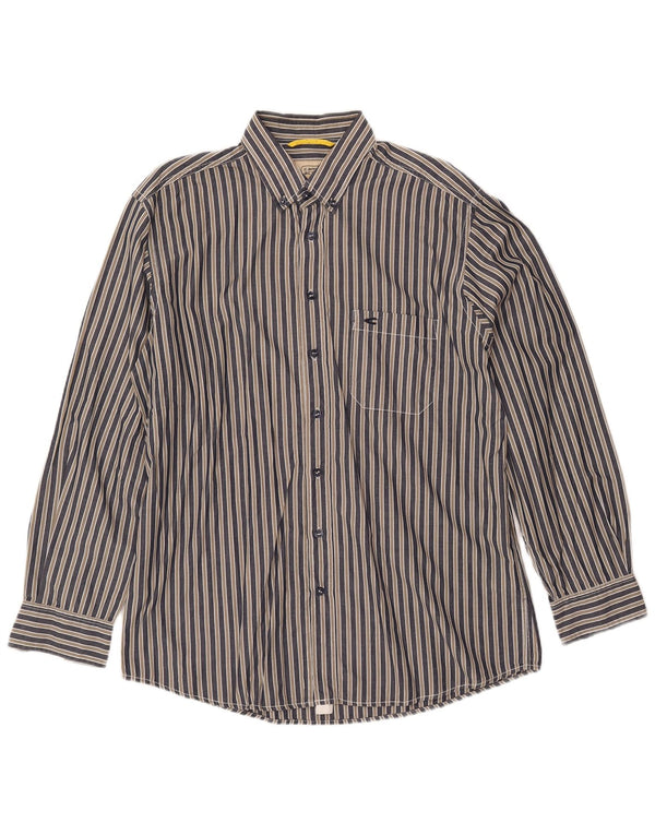 CAMEL ACTIVE Camicia da uomo grande in cotone a righe blu navy