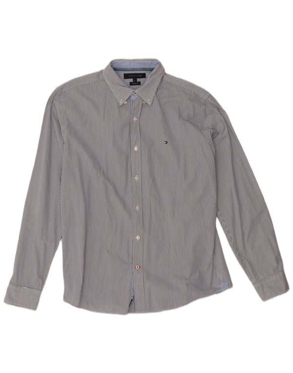 Tommy Hilfiger Camicia da uomo vintage fit grande cotone gessato blu