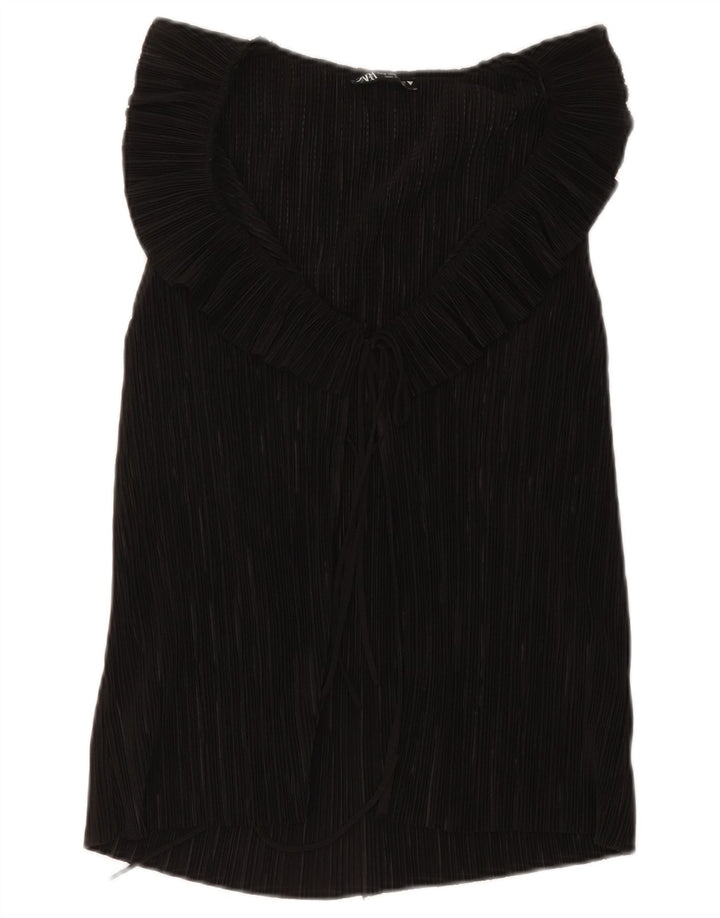 Top in camicetta senza maniche da donna Zara UK 12 poliestere nero medio