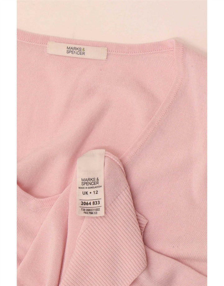 Maglione da donna con scollo a V Marks & Spencer UK 12 Acrilico rosa medio