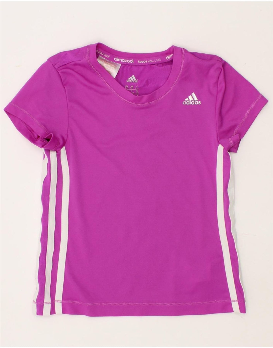 ADIDAS Girls Climacool T-Shirt Top 5-6 Years Purple Polyester Vintage Adidas and Second-Hand Adidas from Messina Hembry 