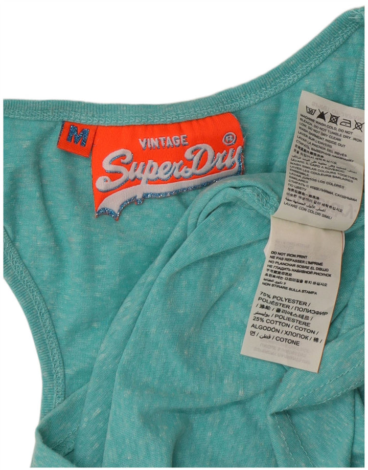 Canotta grafica da donna Superdry UK 14 Poliestere chiazzato turchese medio