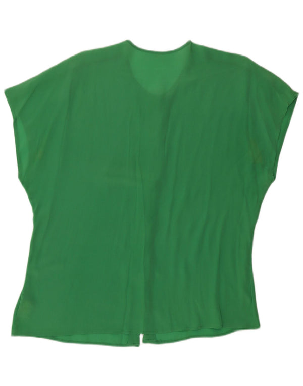 Camicetta da donna vintage con vestibilità ampia e trasparente UK 14 verde medio