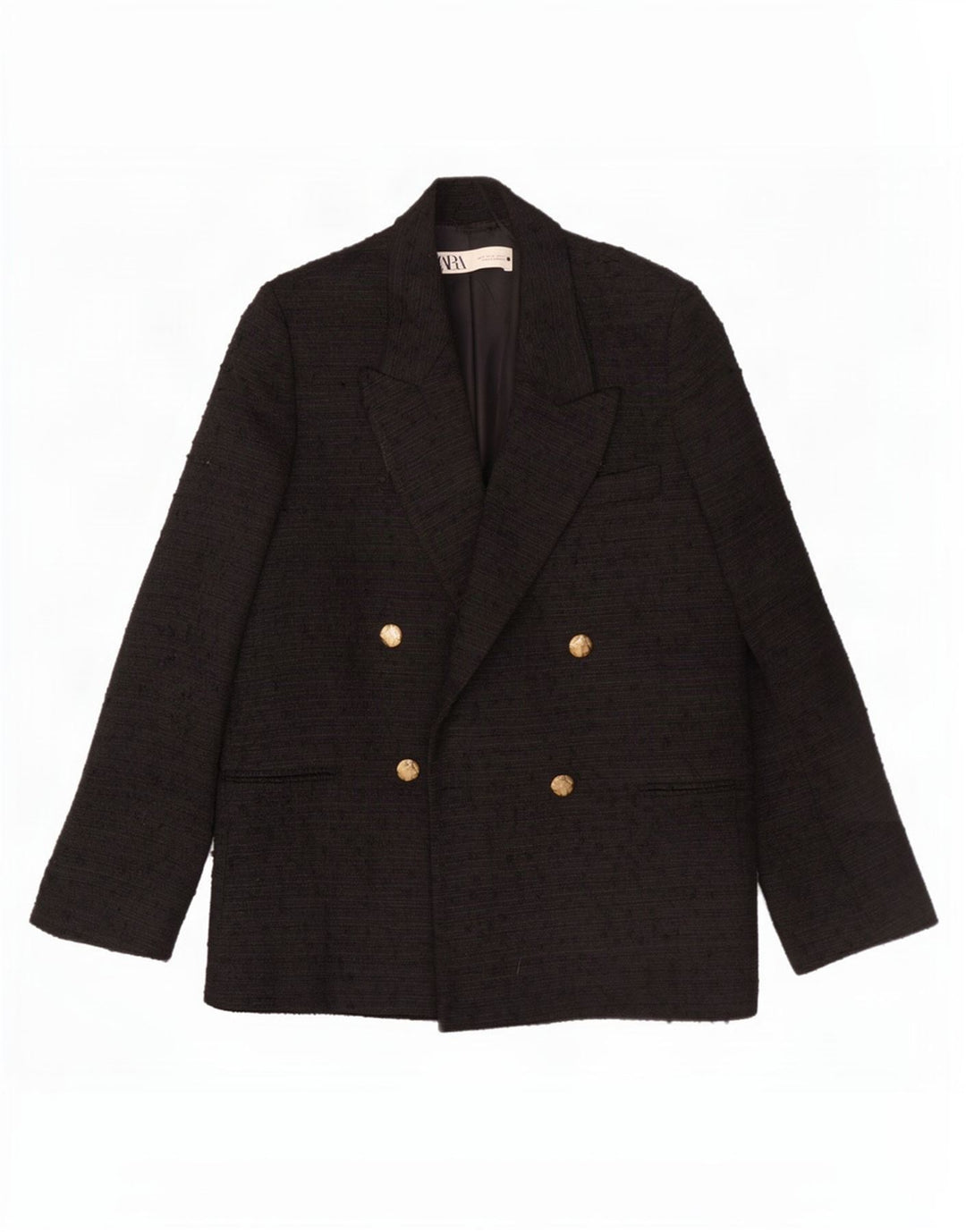 Giacca blazer doppiopetto da uomo Zara UK 36 piccola in poliestere chiazzato nero