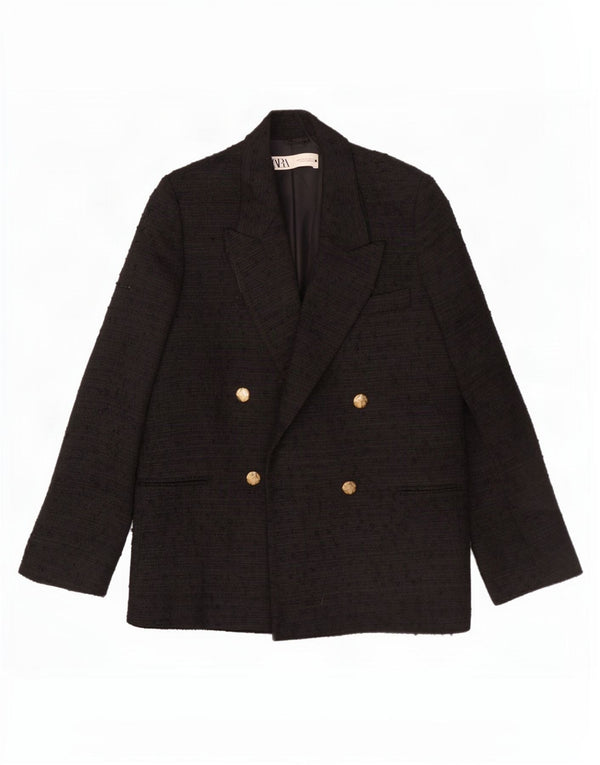 Giacca blazer doppiopetto da uomo Zara UK 36 piccola in poliestere chiazzato nero