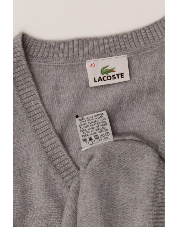 Maglione da donna con scollo a V Lacoste EU 40 Lana vergine grigio medio