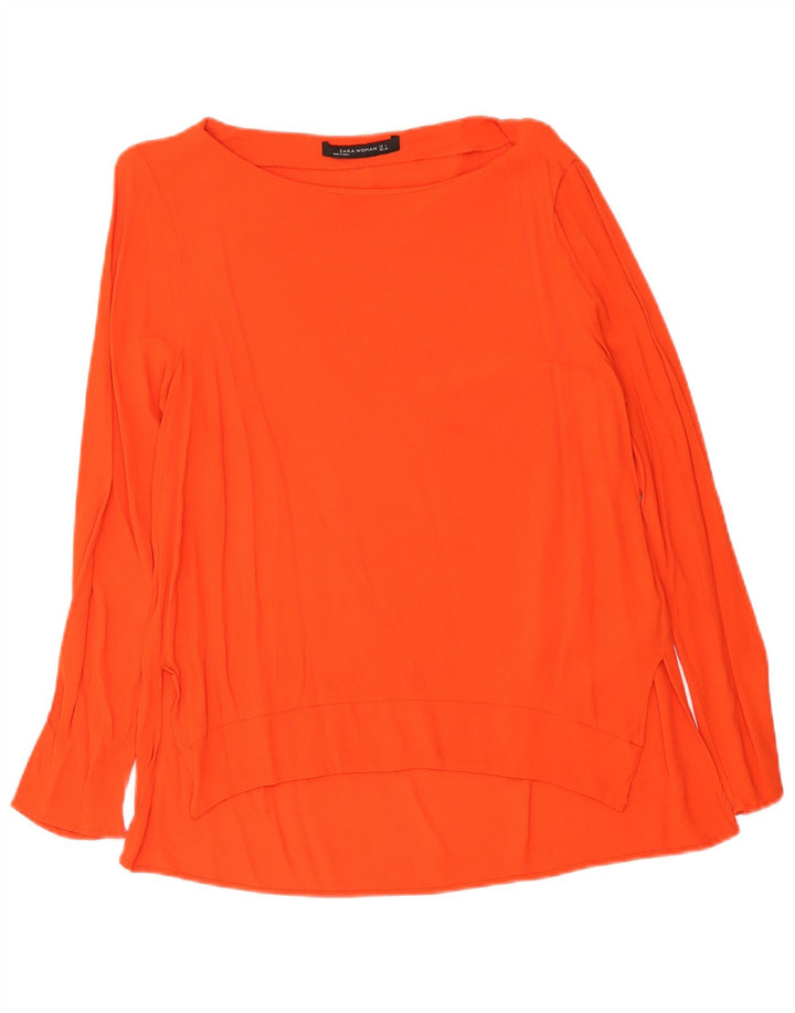 Top Blusa Donna Zara UK 14 Large Rosso Viscosa