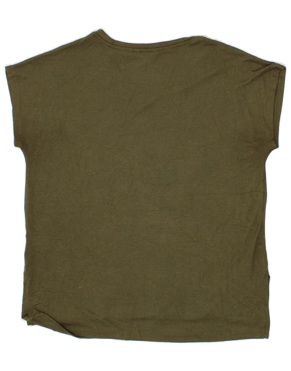 ORVIS Womens T-Shirt Top UK 16 Large Khaki Polyester