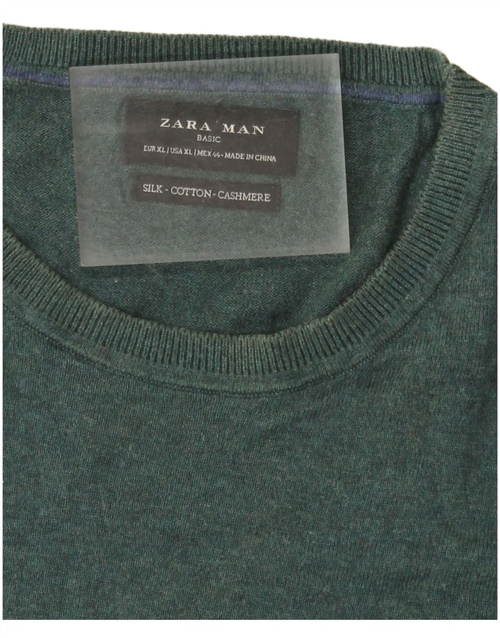 Maglione maglione girocollo da uomo Zara XL in seta verde