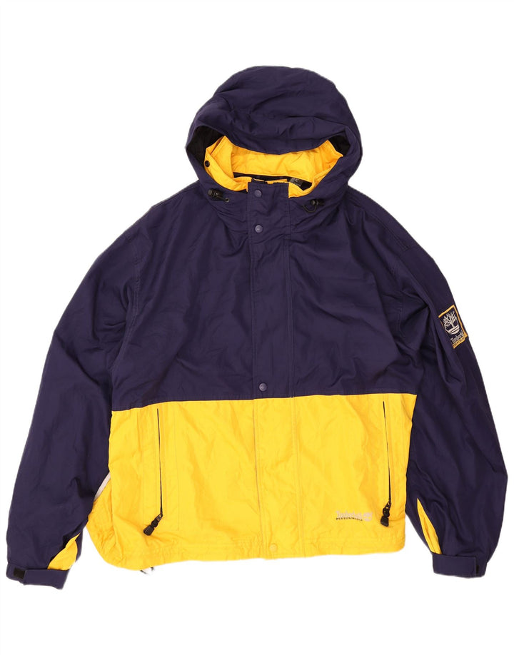 Giacca antipioggia da uomo con cappuccio Timberland UK 42 XL Poliestere color block blu navy