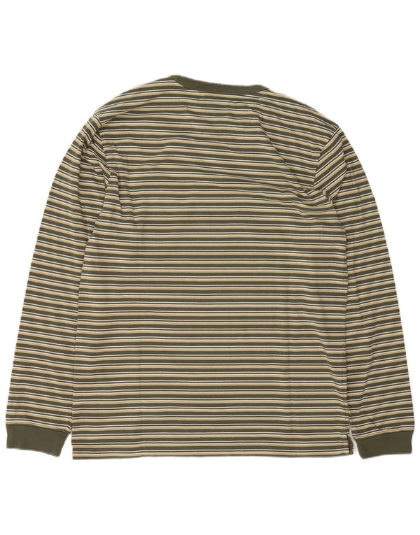 VANS Mens Classic Fit Top Long Sleeve Large Green Striped Cotton
