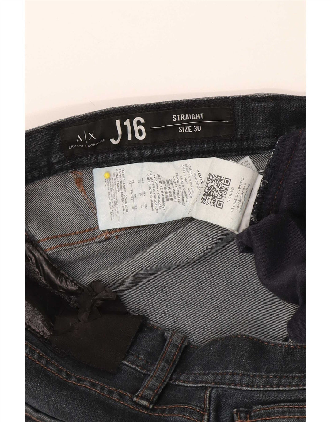 Jeans dritti da uomo Armani Exchange W30 L32 in cotone blu navy