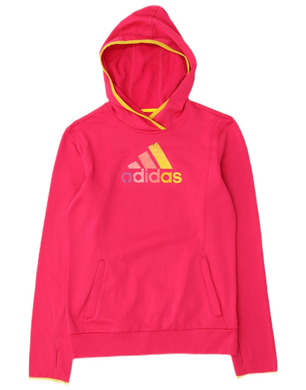 Maglione con cappuccio grafico Adidas Climawarm da donna UK 8/10 piccolo poliestere rosa