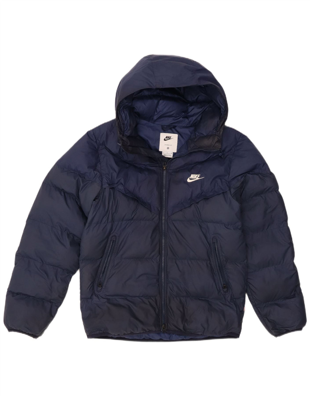 Giacca imbottita con cappuccio Nike Storm-Fit da uomo UK 36 Small poliestere blu navy