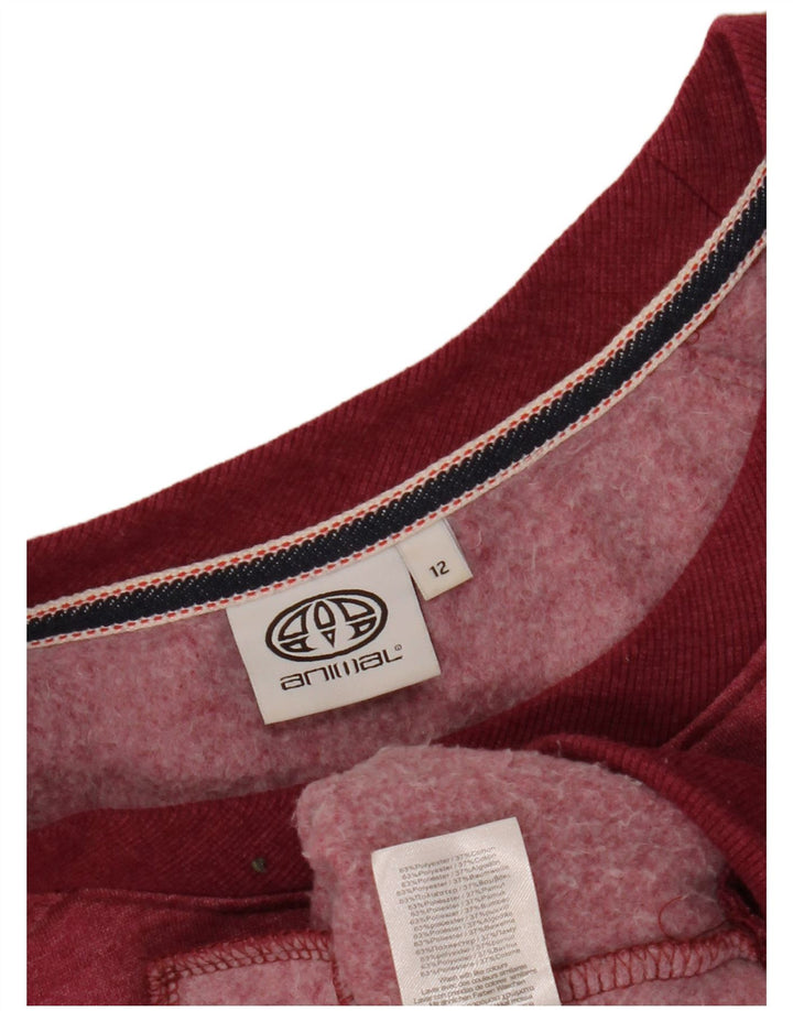 ANIMAL Felpa con grafica da donna Maglione UK 12 Poliestere medio bordeaux