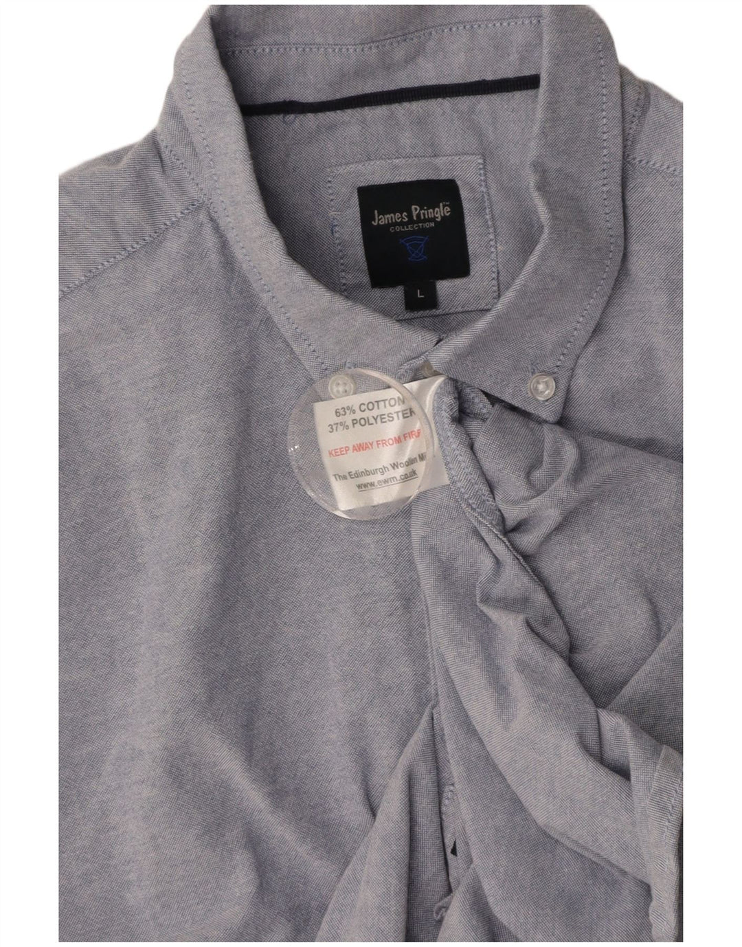 JAMES PRINGLE Mens Short Sleeve Shirt Large Blue Cotton