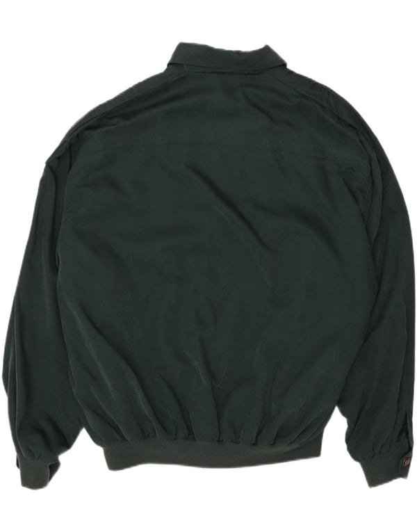 NAVIGARE Mens Bomber Jacket UK 42 XL Green Viscose