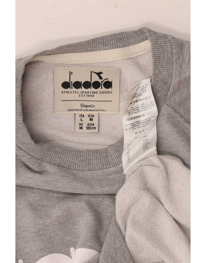 Felpa grafica da uomo Diadora Maglione in cotone grigio medio