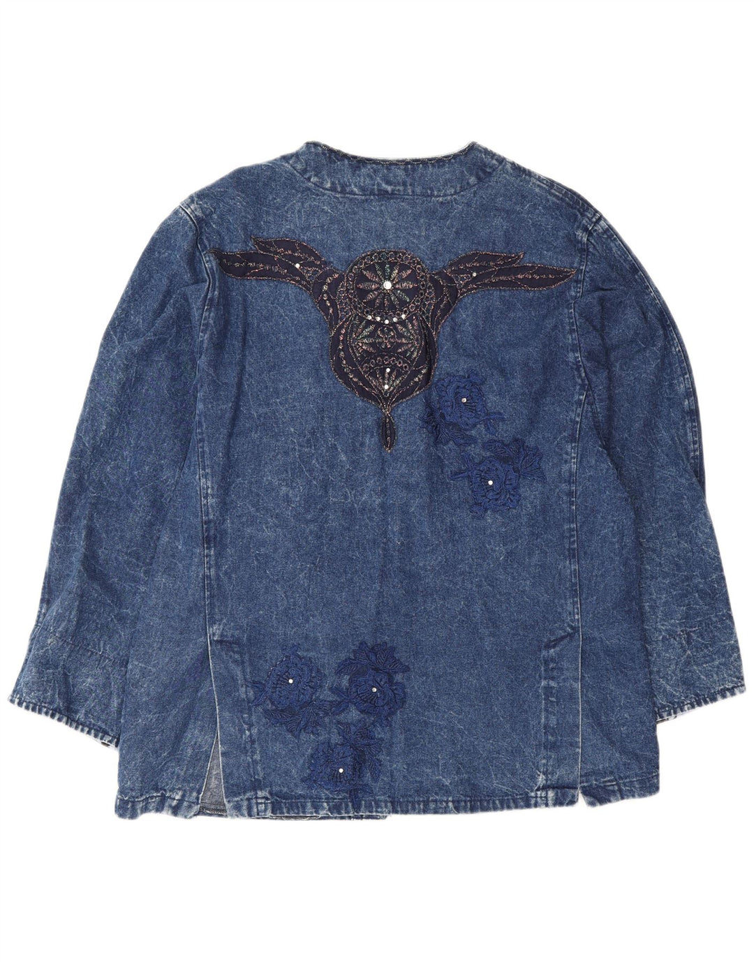 Giacca di jeans vestibilità ampia con grafica vintage da donna IT 42 Cotone blu medio