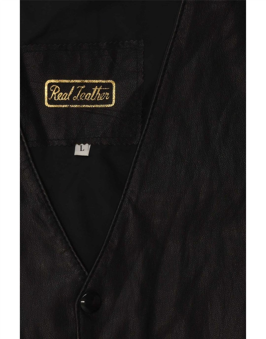 Gilet in pelle vintage da uomo grande nero