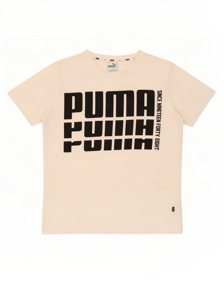 T-shirt grafica da uomo Puma Top in cotone bianco medio