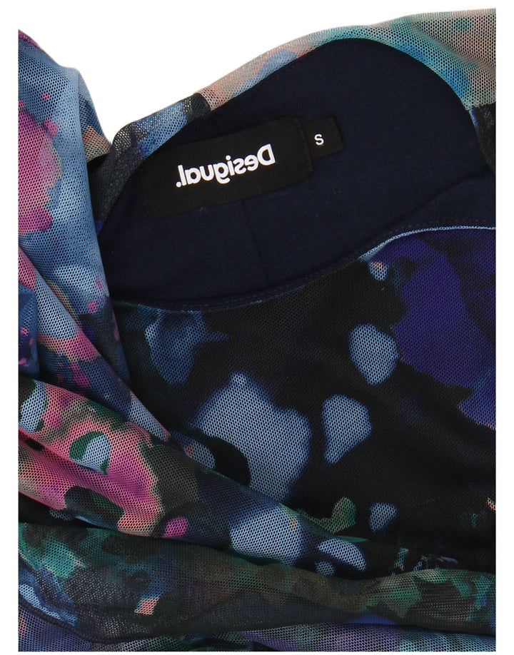 DESIGUAL Abito da donna a maniche lunghe a maniche lunghe con motivo astratto UK 10 Piccolo Blu