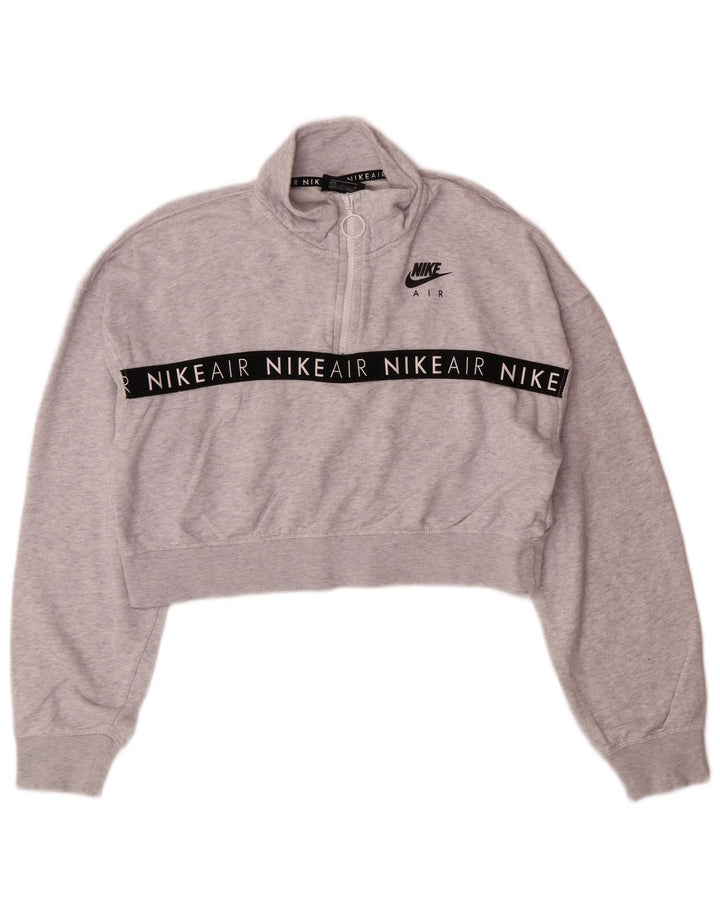 Felpa con grafica corta NIKE da donna UK 14 grigio medio screziato
