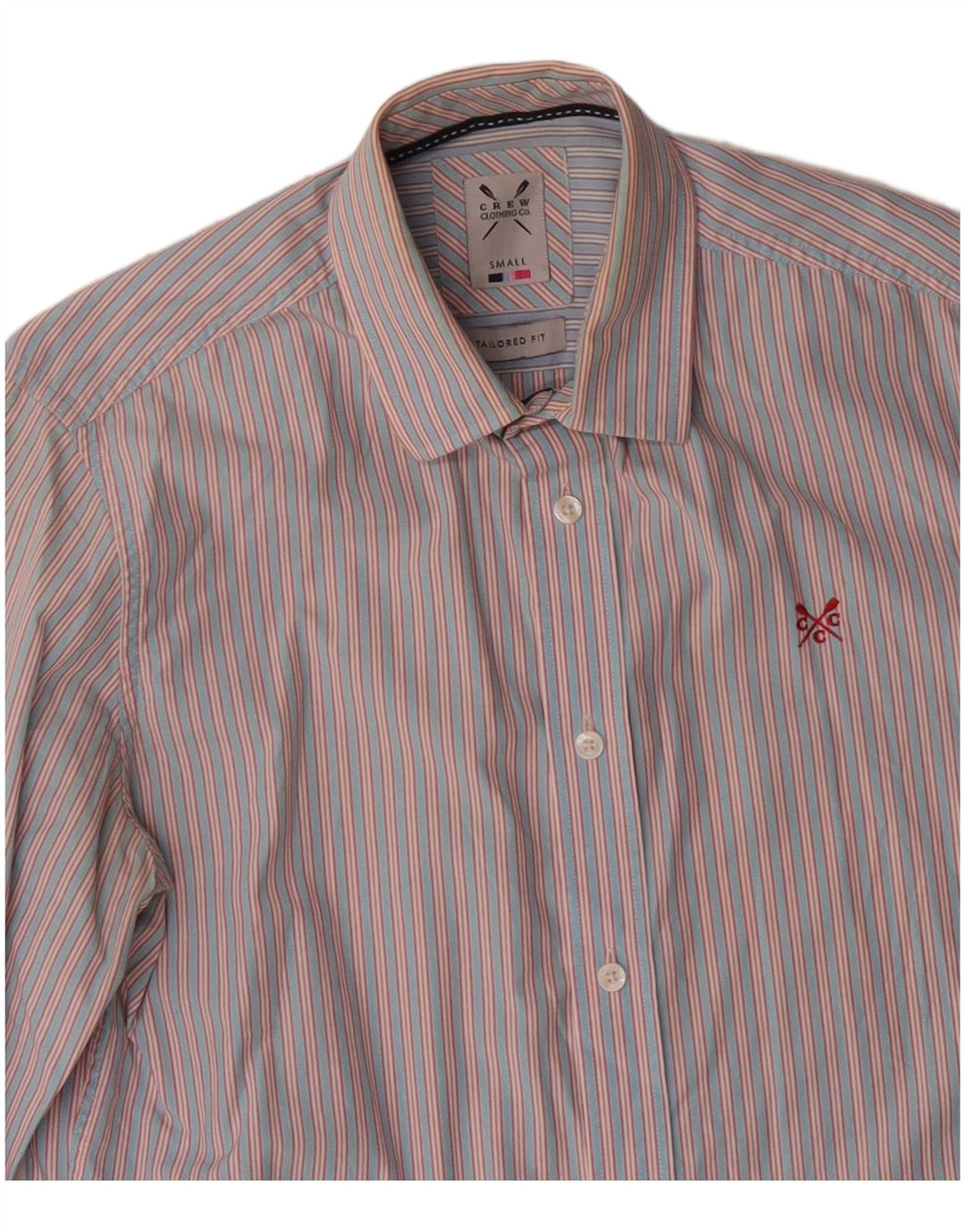 Crew Clothing Camicia da uomo su misura in cotone a righe piccole rosa