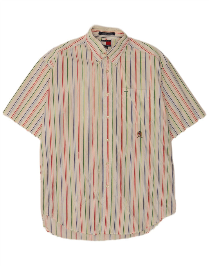 Camicia da uomo a maniche corte Regular Fit Tommy Hilfiger a righe bianche medie