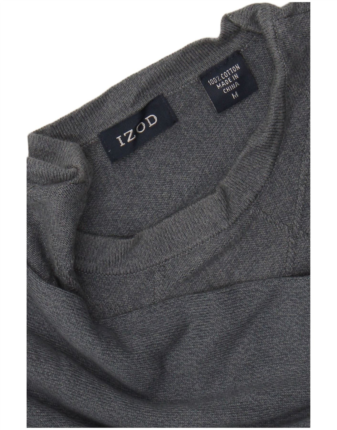 Maglione girocollo da uomo IZOD in cotone grigio medio a rombi/diamante