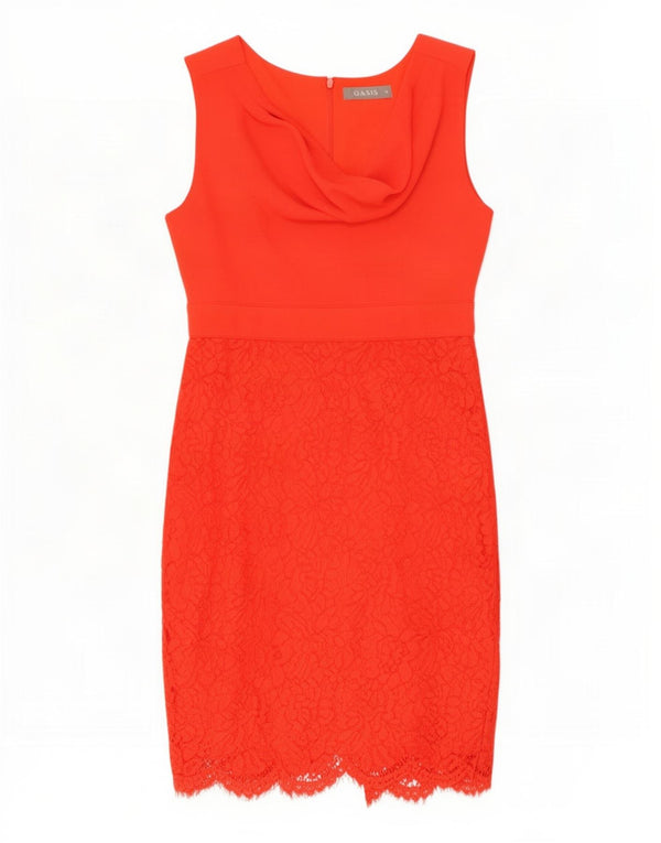 Abito tubino senza maniche da donna Oasis UK 10 Piccolo poliestere floreale rosso