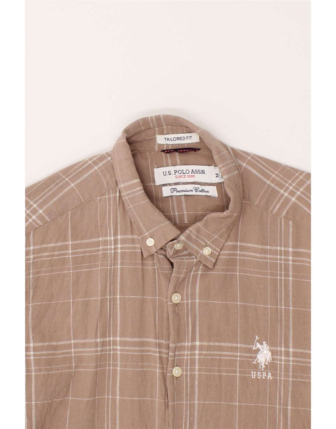 U.S. POLO ASSN. Mens Tailored Fit Shirt Size 40 Medium Brown Check Cotton Vintage U.S. Polo Assn. and Second-Hand U.S. Polo Assn. from Messina Hembry 